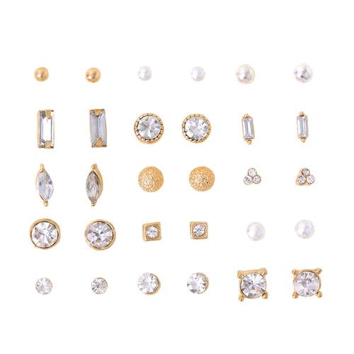 Accessorize London Women's Gold  Sparkle Stud Earrings Pack of Fifteen