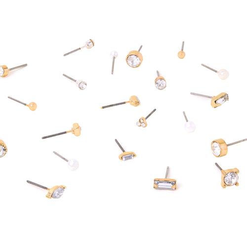 Accessorize London Women's Gold  Sparkle Stud Earrings Pack of Fifteen