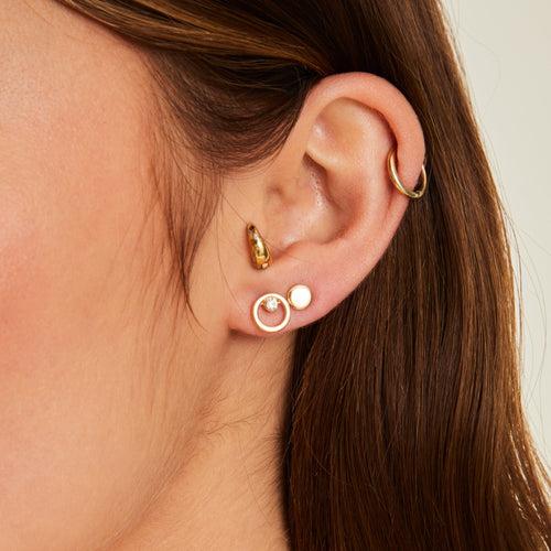 Accessorize London Women's Gold  Stud And Hoop Earrings Gold Pack of Ten