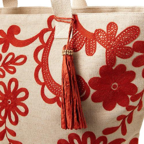 Accessorize London Women's Red Hand-Embroidered Bag