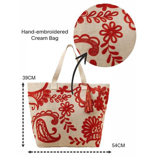 Accessorize London Women's Red Hand-Embroidered Bag
