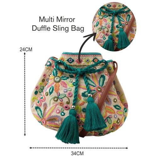 Accessorize London Women's Beige Mirror Duffle Bag