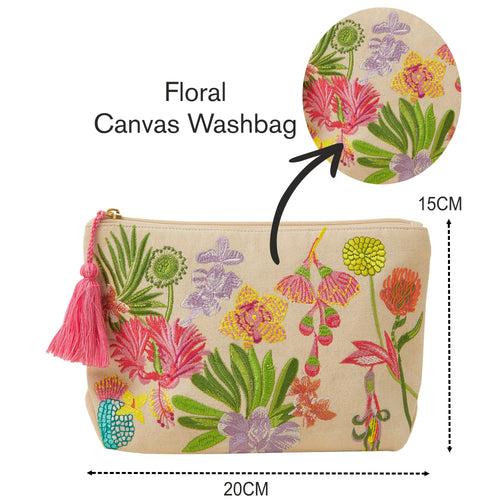 Accessorize London Women's Cream Floral Canvas Washbag