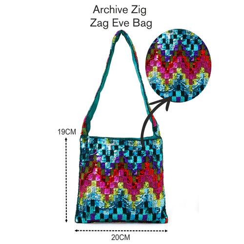Accessorize London Women's Blue Sequin Zig Zag Bag