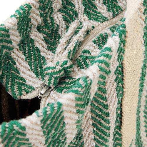Accessorize London Women's Green Stripe Woven Shoulder Bag