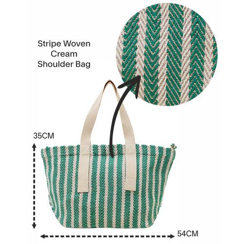 Accessorize London Women's Green Stripe Woven Shoulder Bag