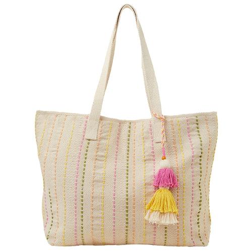 Accessorize London Women's Cream Stripe Shopper Bag