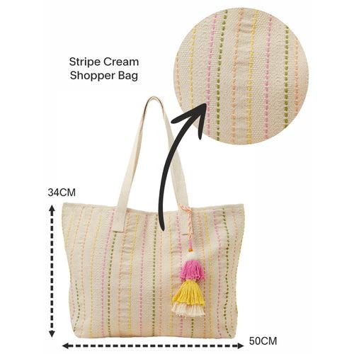 Accessorize London Women's Cream Stripe Shopper Bag