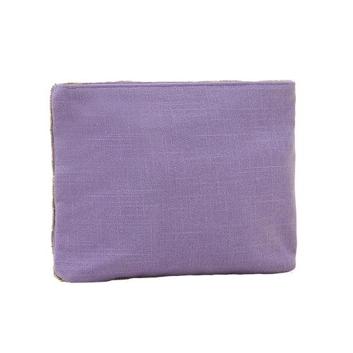 Accessorize London Women's Purple Zip Top Embellished Clutch Bag