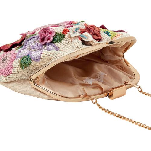 Accessorize London Women's Pink 3d Floral Clutch Bag