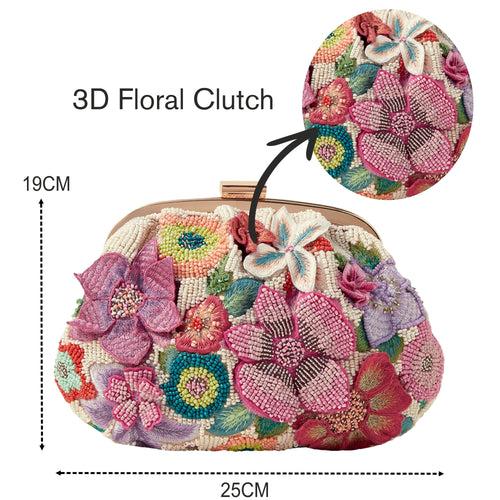Accessorize London Women's Pink 3d Floral Clutch Bag