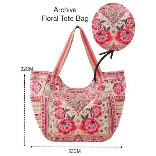 Accessorize London Women's Red Embroidered Floral Tote Bag