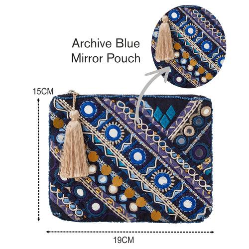 Accessorize London Women's Blue Embellished Mirror Pouch