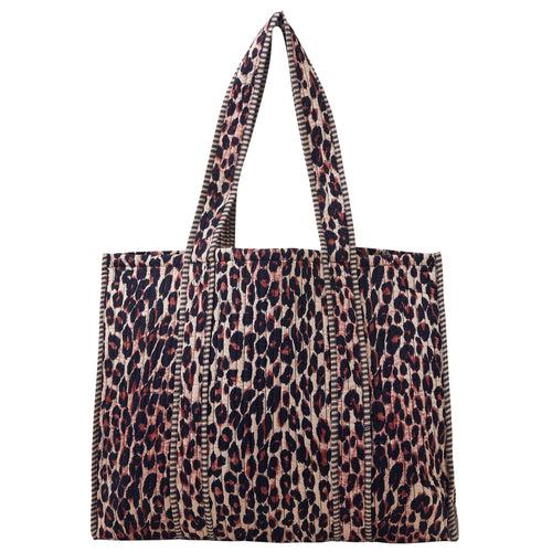 Accessorize London Women's Leopard Print Quilted Shopper Bag
