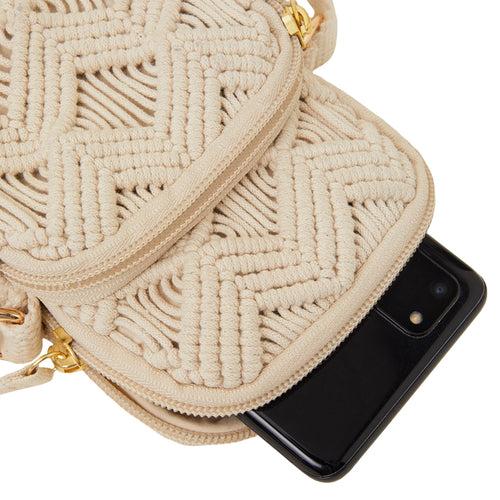 Accessorize London Women's Cream Macrame Phone Bag