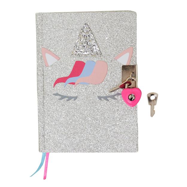 Accessorize London Girls Unicorn Lockable Journal-Silver