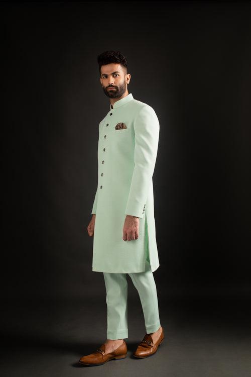 Seafoam Green Achkan & Trousers