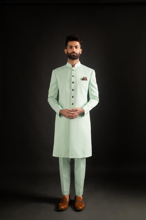 Seafoam Green Achkan & Trousers