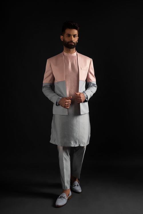 Ombre Open Jacket, Kurta, & Trousers