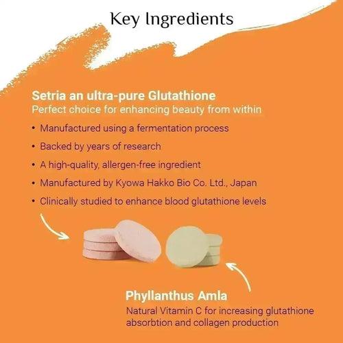 Glutone 1000 Effervescent Tablets and Escor-Z Natural Vitamin C Tablets Orange Flavour (Pack of 2+2) | Skin Glow and Radiance | Boosts Collagen I Beauty from Within