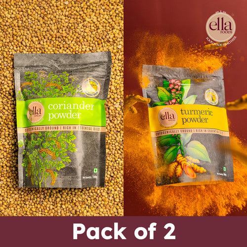 Coriander Powder & Turmeric Powder Combo - Pack of 2 - 100g Each