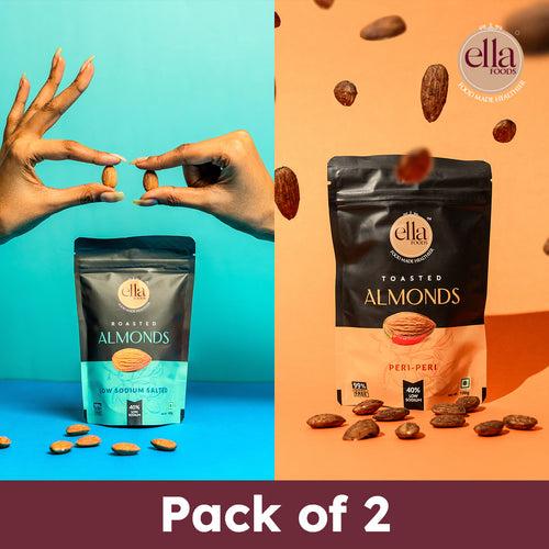 Salted Almonds & Peri Peri Almonds Combo - Pack of 2 - 100g Each