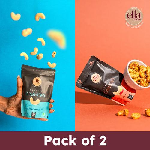 Salted Cashews & Chilli Lime Cashews Combo - Pack of 2 - 100g Each