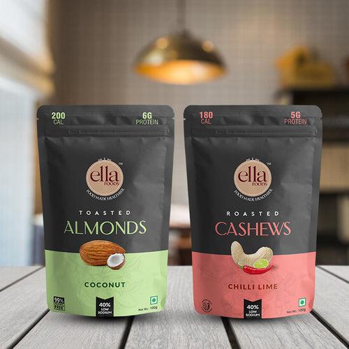 Coconut Toasted Almond + Chilli Lime Cashew | 100g each | Pack of 2