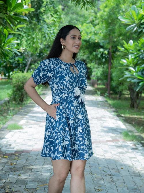 MULMUL CASSIA BLOCK PRINTED MINI DRESS