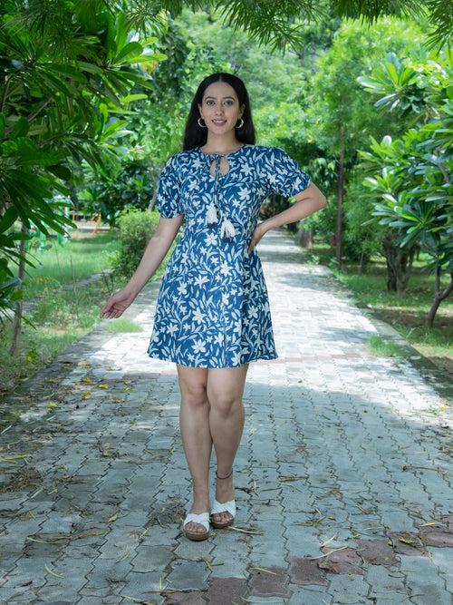 MULMUL CASSIA BLOCK PRINTED MINI DRESS