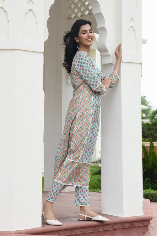 AAHELI AIBA PRINTED COTTON SUIT SET