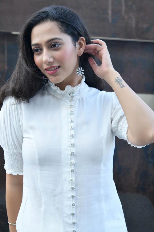 AAHELI AYRA SMOCKED-BUTTONED KURTA