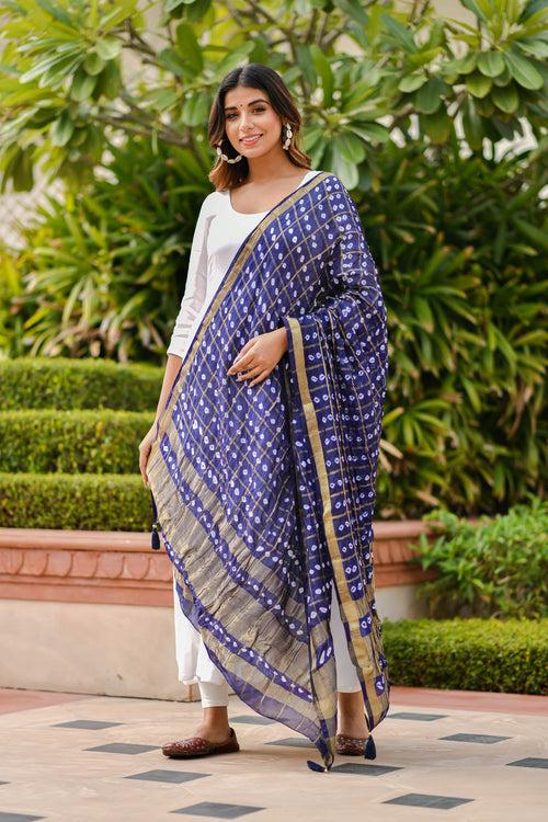 AAHELI TRUE BLUE BANDHANI DUPATTA