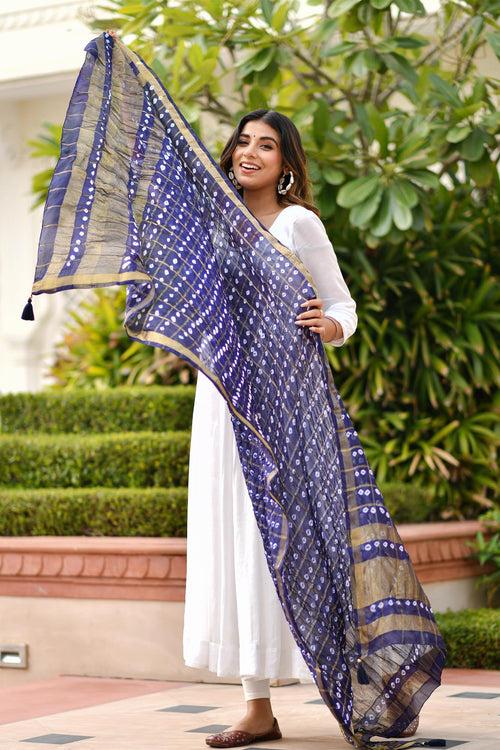 AAHELI TRUE BLUE BANDHANI DUPATTA