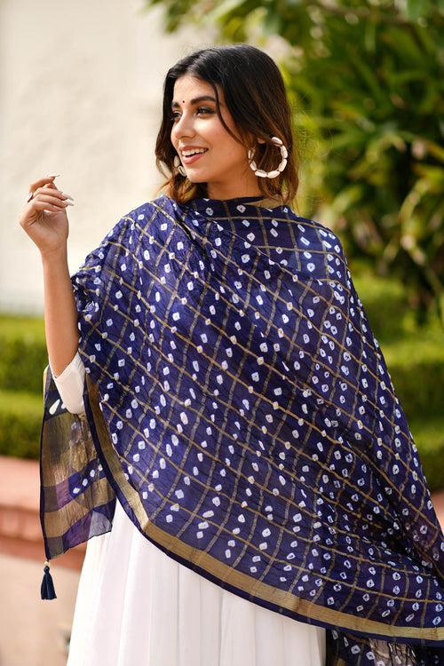 AAHELI TRUE BLUE BANDHANI DUPATTA