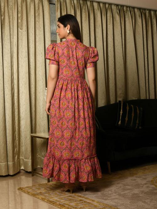 AAHELI SAVOCA FLORAL FLARED DRESS