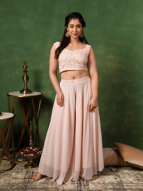 MULMUL BLUSH PINK SEQUIN EMBROIDERED CO-ORD SET