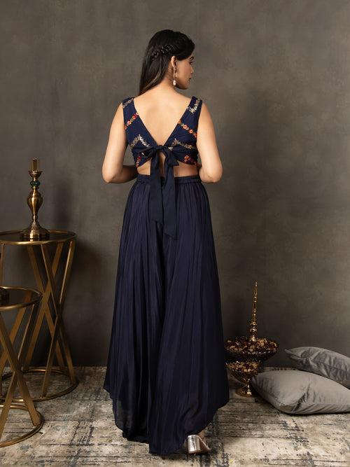 MULMUL NAVY BLUE SEQUIN EMBROIDERED CO-ORD SET