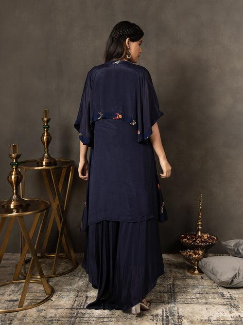 MULMUL NAVY BLUE SEQUIN EMBROIDERED CO-ORD SET