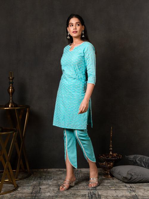 MULMUL AVANTIKA SCHIFFLI KURTA-TULIP PANTS SET