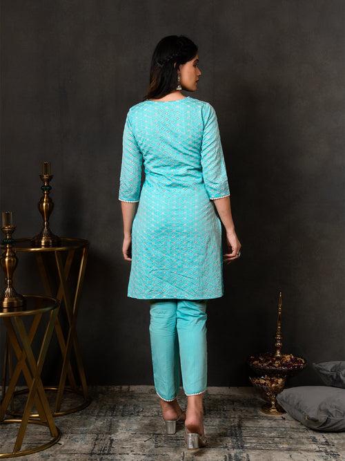 MULMUL AVANTIKA SCHIFFLI KURTA-TULIP PANTS SET