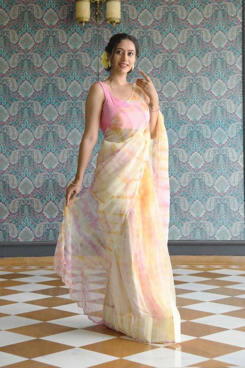 MULMUL SHIFA SHIBORI CHIFFON SAREE