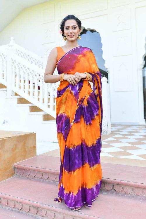 MULMUL BIRD OF PARADISE CHIFFON SAREE