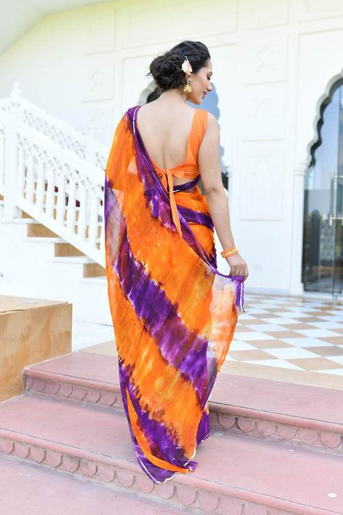 MULMUL BIRD OF PARADISE CHIFFON SAREE