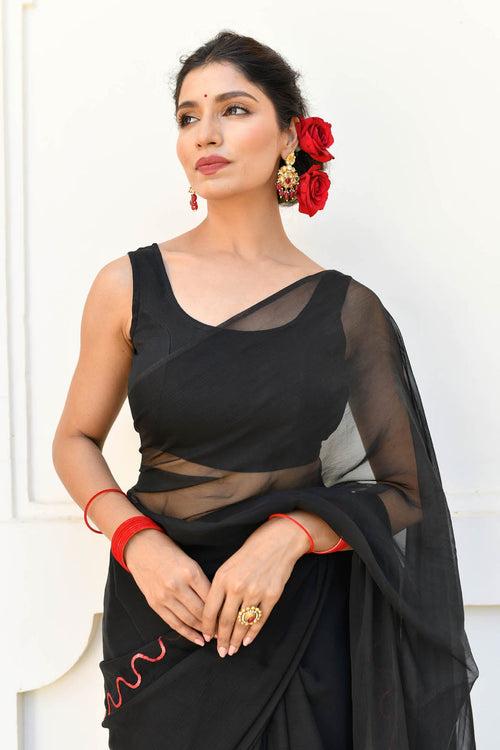 MULMUL QUEEN-OF-THE-NIGHT CHIFFON SAREE