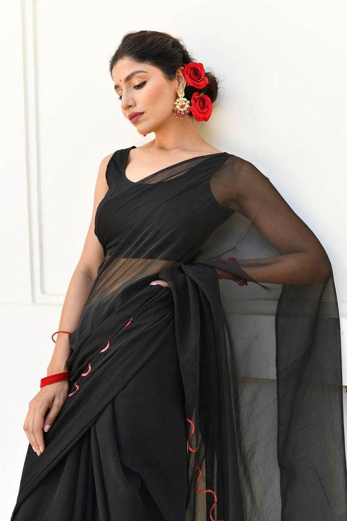 MULMUL QUEEN-OF-THE-NIGHT CHIFFON SAREE