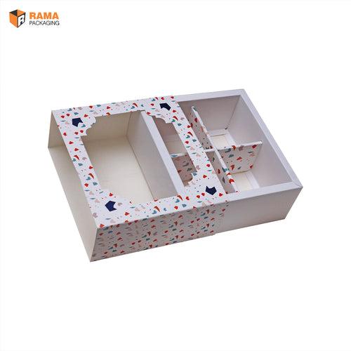4 Partition Box | Hamper Box | Festive Collection (Marble Print) (8.0"x7.25"x3.")