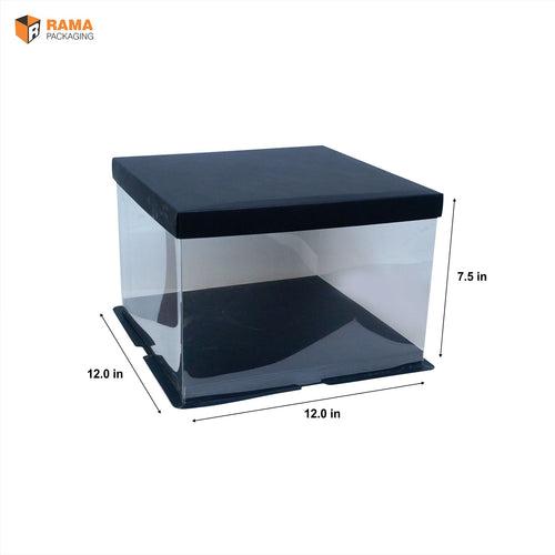 Tall Cake Box - (12"x12"x7.5") - Black ( Window)