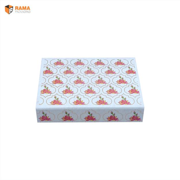 12 CAVITY CHOCOLATE BOX LAPTOP STYLE TRADITIONAL LOTUS DESIGN  | (7.5" X 5.75" X 1.5" ) | DIWALI GIFT HAMPERS