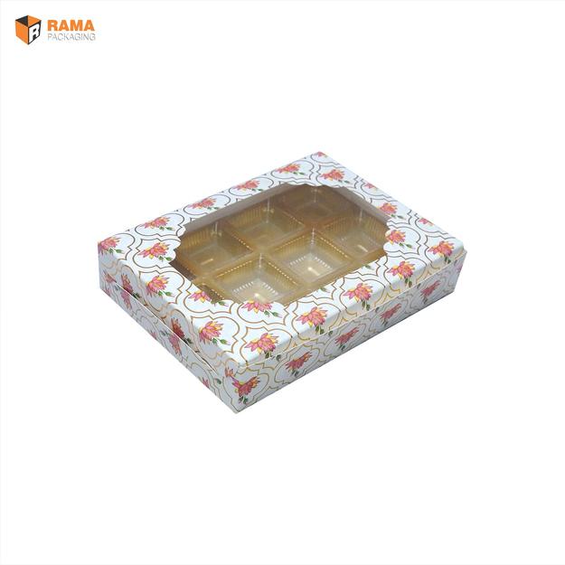 12 CAVITY CHOCOLATE BOX TRADITIONAL LOTUS PATTEN |  ( 7.5" X 5.5" X 1.5" )